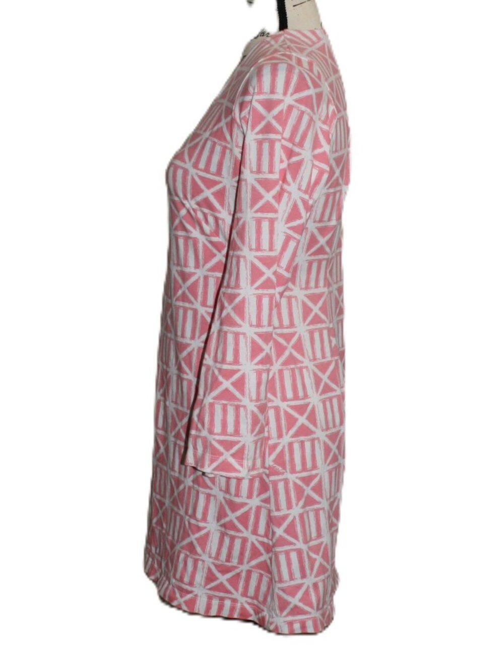 Mahi Gold - Three Quarter Sleeve Pink Cotton Dress, Size Medium - Picture 2 of 5